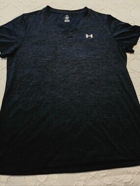Under Armour Women's Dark Navy Heather V-Neck Performance Tee Large